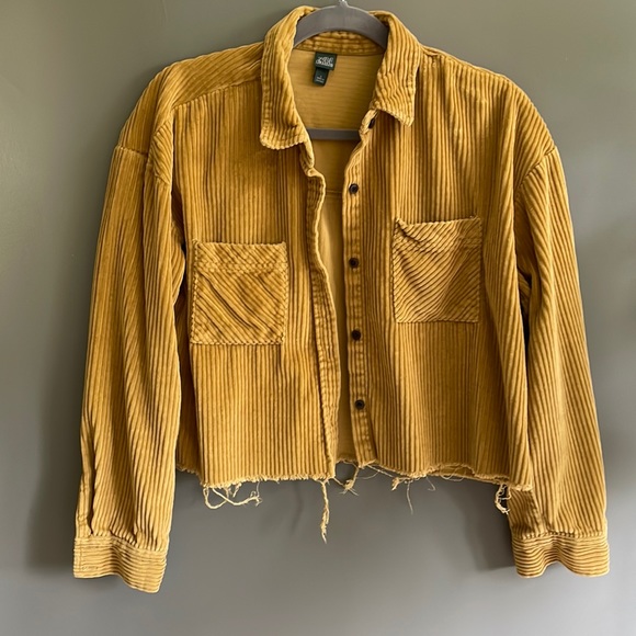 wild fable Tops - Wild Fable mustard yellow long sleeve corduroy cutoff shirt size large